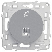 Розетка RJ12 телефонная Odace алюминий