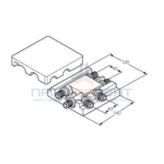Крестовина двухтрубная REHAU - 20 x 16 x 20 (латунь, для труб из сшитого полиэтилена RAUTITAN)